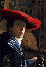 Johannes Vermeer Canvas Paintings - Girl with a Red Hat